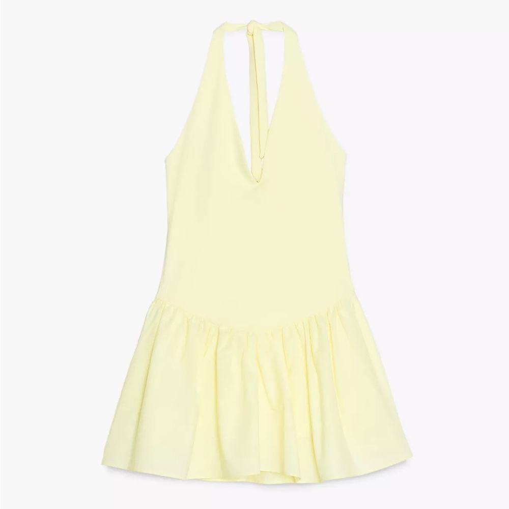 Zara halter mini dress Yellow M
